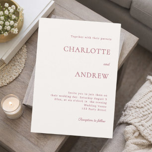 Invitation Rose en or crème mariage minimaliste moderne