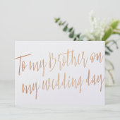 Invitation Rose en or moderne "À mon frère le jour de mon mar (Debout devant)