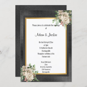 INVITATION ROSE EN OR NOIR EN COULEUR EUCALYPTUS MARIAGE 2