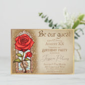 Invitation Rose en verre tendu Beauté et thème de la bête (Debout devant)