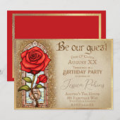 Invitation Rose en verre tendu Beauté et thème de la bête (Devant / Derrière)