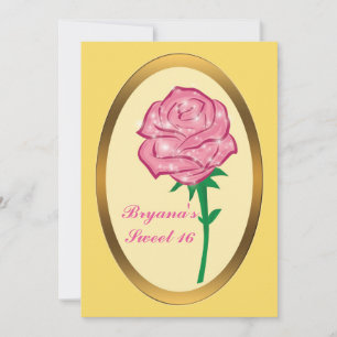 Invitation Rose Enchantée avec Paillettes Roses Élégante Fête