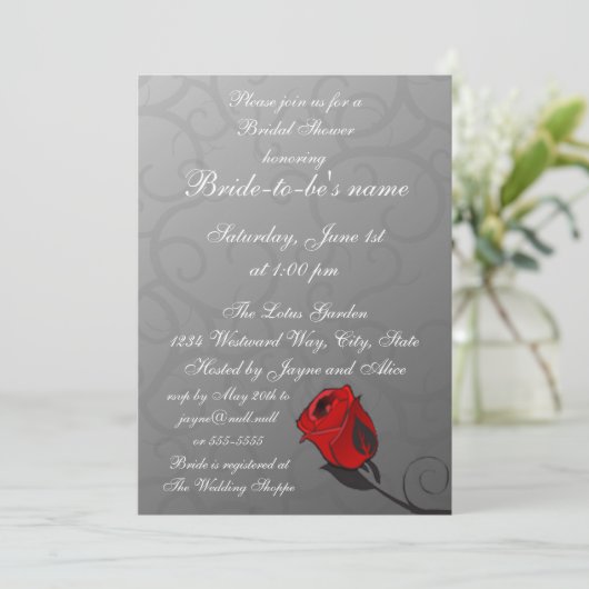 Invitation Rose Enchantée de douche nuptiale (Debout devant)