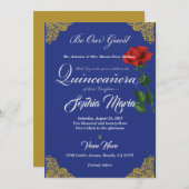 Invitation Rose enchantée Quinceanera (Devant / Derrière)
