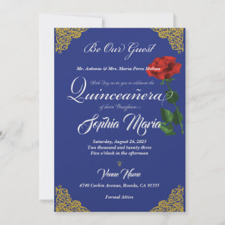 Invitation Rose enchantée Quinceanera