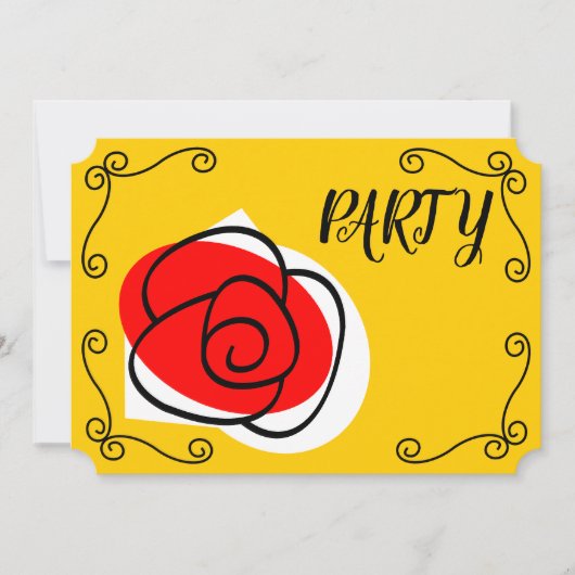 Invitation Rose espagnol Corners Party horizontal (Devant)