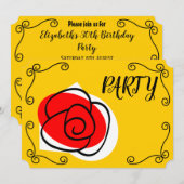 Invitation Rose espagnol Corners Party horizontal (Devant / Derrière)