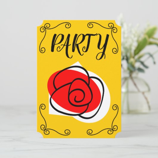 Invitation Rose espagnol Corners Party vertical (Debout devant)