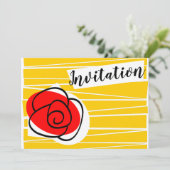 Invitation Rose espagnole horizontale (Debout devant)