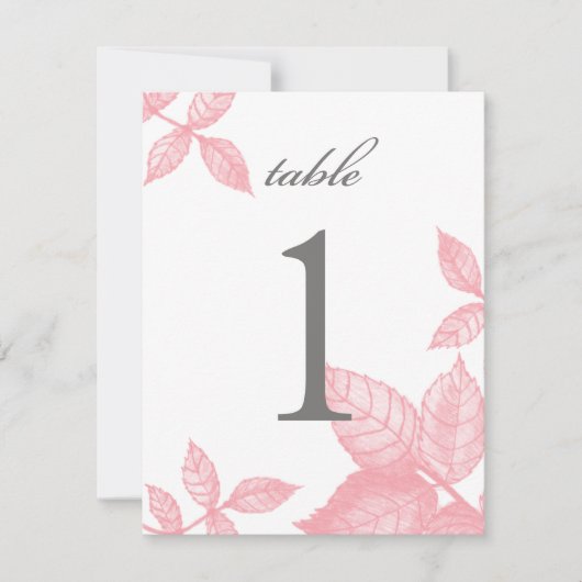 Invitation Rose Esquisse grand nombre de table en rose (Devant)