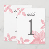 Invitation Rose Esquisse grand nombre de table en rose (Devant / Derrière)