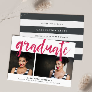 Invitation Rose esquissé Photo Graduation Party