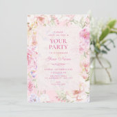 Invitation Rose esthétique douce florale (Debout devant)