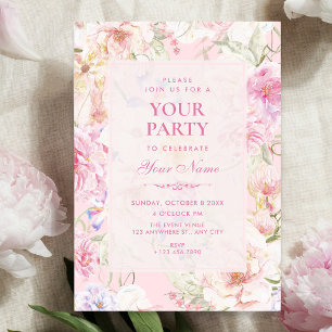 Invitation Rose esthétique douce florale