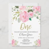 Invitation rose et anniversaire floral de fille de ęr (Devant)