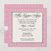 Invitation Rose et argent, diamants et dentelle, coing Anos (Devant / Derrière)