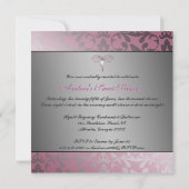 Invitation rose et argenté élégant avec l'arc de (Dos)