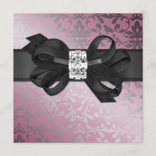 Invitation rose et argenté élégant avec l'arc de