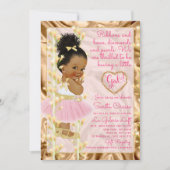 Invitation Rose et baby shower d'or ethnique (Devant)