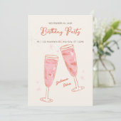 Invitation Rose et beige Simple Creative Joyeux anniversaire (Debout devant)
