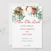 Invitation Rose et Berry Mariage de tiges d'aquarelle (Devant)