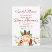 Invitation Rose et Berry Wedding shower de tiges d'aquarelle (Debout devant)