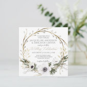 Invitation Rose et blanc Anémone Twig Fern Eucalyptus Wreath (Debout devant)
