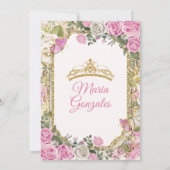 Invitation Rose et blanc Mis Quince 15 Anos Gold Crown (Dos)