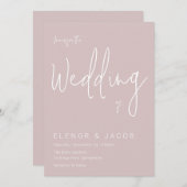 Invitation Rose et blanc poussiéreux Mariage moderne (Devant / Derrière)