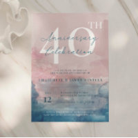 rose et bleu aquarelle 40e anniversaire