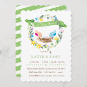 Invitation Rose et bleu Eggs la douche de jumelle de fille et (Devant / Derrière)