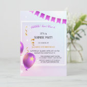 Invitation rose et bleu et violet pastel (Debout devant)