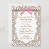 Invitation Rose et Brown Africain Américain bébé Douche (Dos)