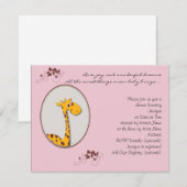 Invitation rose et Brown de baby shower de girafe (Devant / Derrière)