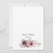 Invitation Rose et Brown Elegant Rose Floral Mariage (Dos)