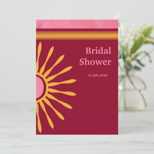 Invitation rose et Brown moderne de Fête de la (Debout devant)