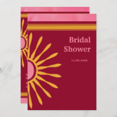 Invitation rose et Brown moderne de Fête de la (Devant / Derrière)