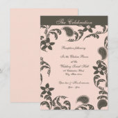 Invitation Rose et Brown Paisley Floral (Devant / Derrière)