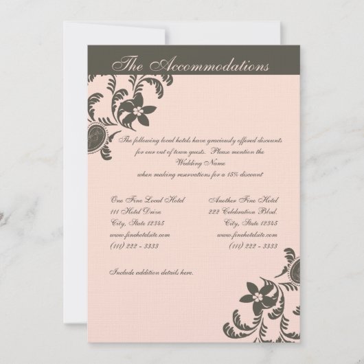 Invitation Rose et Brown Paisley Floral (Devant)