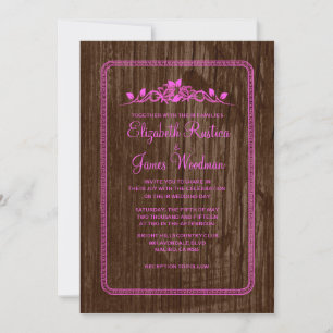 Invitation Rose et Brown Vintage Grange Bois de mariage Invit