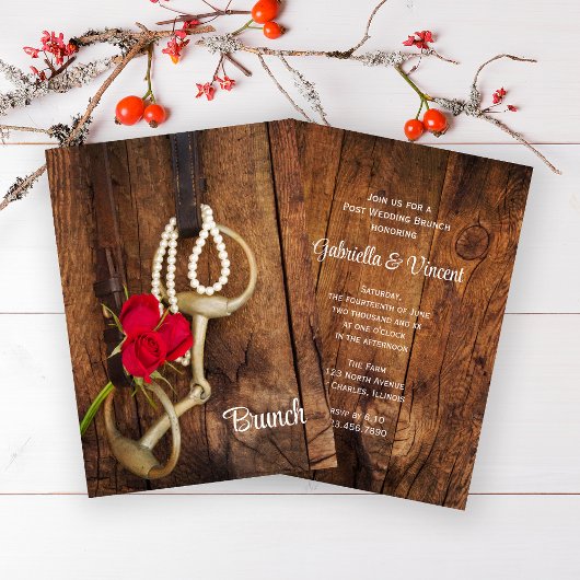 Invitation Rose et cheval Bit Pays Poste Mariage Brunch