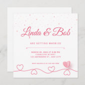 Invitation Rose Et Coeur Douteux (Devant / Derrière)