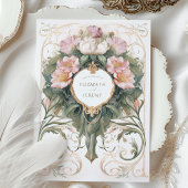 Invitation Rose et crème Dusty Art Nouveau Mariage
