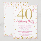 Invitation Rose et fête d'anniversaire de parties (Devant / Derrière)