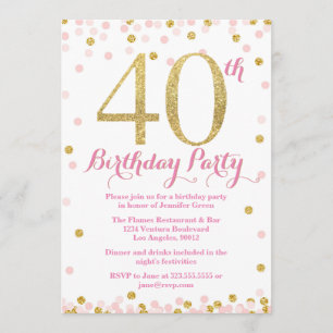Invitation Rose et fête d'anniversaire de parties