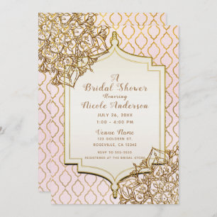 Invitation Rose et Fête de la mariée marocaine de mille et