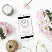 Invitation Rose et Feuille Wreath Little Miracle Baby shower