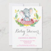Invitation Rose et gris d'invitation de baby shower (Devant)