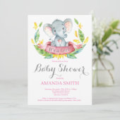 Invitation Rose et gris d'invitation de baby shower (Debout devant)