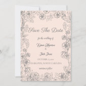 Invitation Rose et gris vierges Enregistrer le Mariage de dat (Devant)